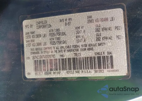 1998 Dodge Ram 1500 St/Ws from USA, damaged, VIN 1B7HC16X7WS529785